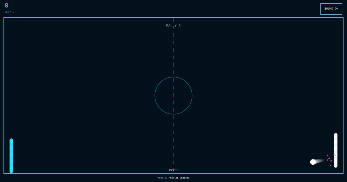 Two paddles and a ball trailing across a dark court